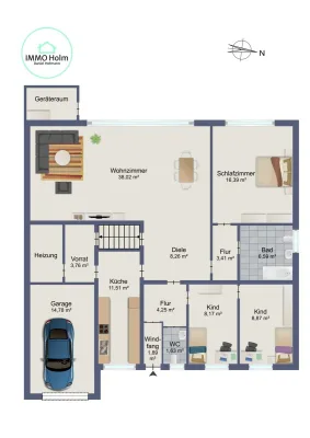 Grundriss · Beste Lage für die Familie - Reihenendhaus in der Moorwegsiedlung · IMMO Holm